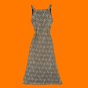 90's vintage crochet knit lace high neck bodycon maxi dress MEDIUM Helene Blake